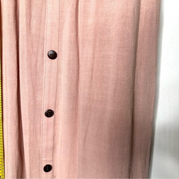 Women’s Monteau Los Angeles Ruffled Sleeve Button Dress Linen Blend Blush Size M - Picture 7 of 10
